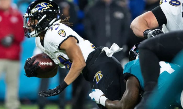 Keaton Mitchell suffered a season-ending knee injury against the Jacksonville Jaguars.